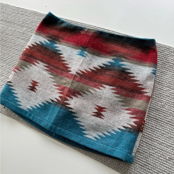 American Eagle Blue Gray Red Aztec Print Wool Blend Western Mini Skirt Size 8 - Picture 7 of 8